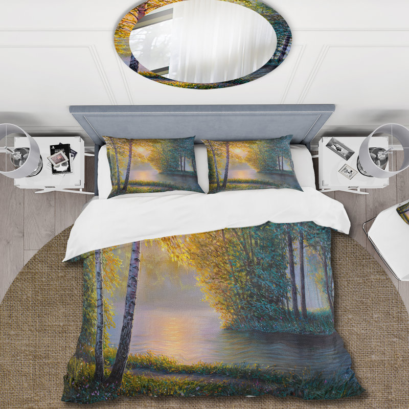 Ensemble de housse de couette Country Summer Morning, Housse de couette pour grand lit et 2 taies décor