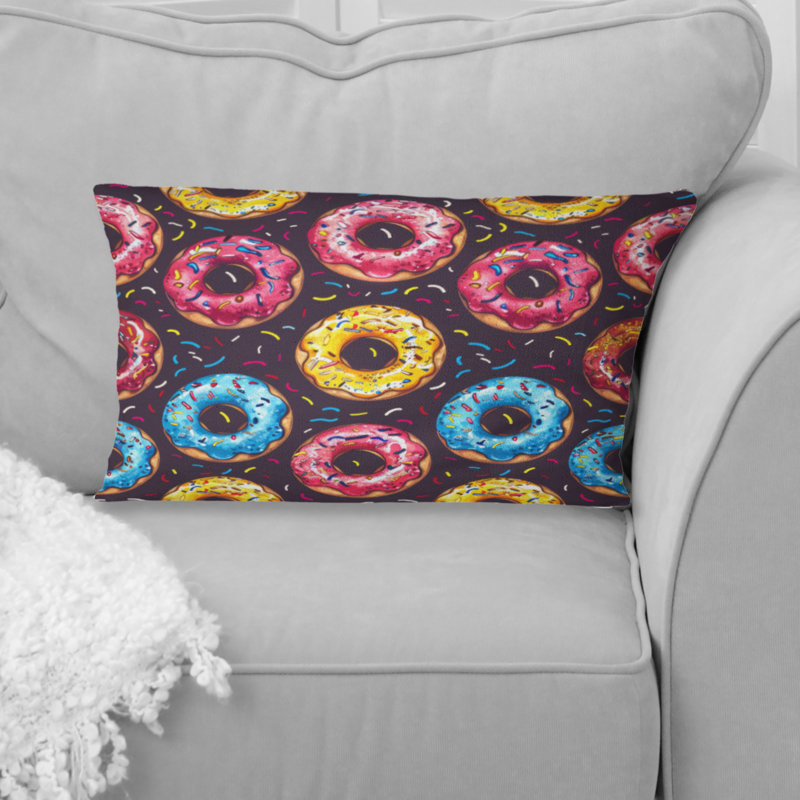 Pink Blue Donuts Pattern - Children Pillow, Rectangular, 12"H x 20"W