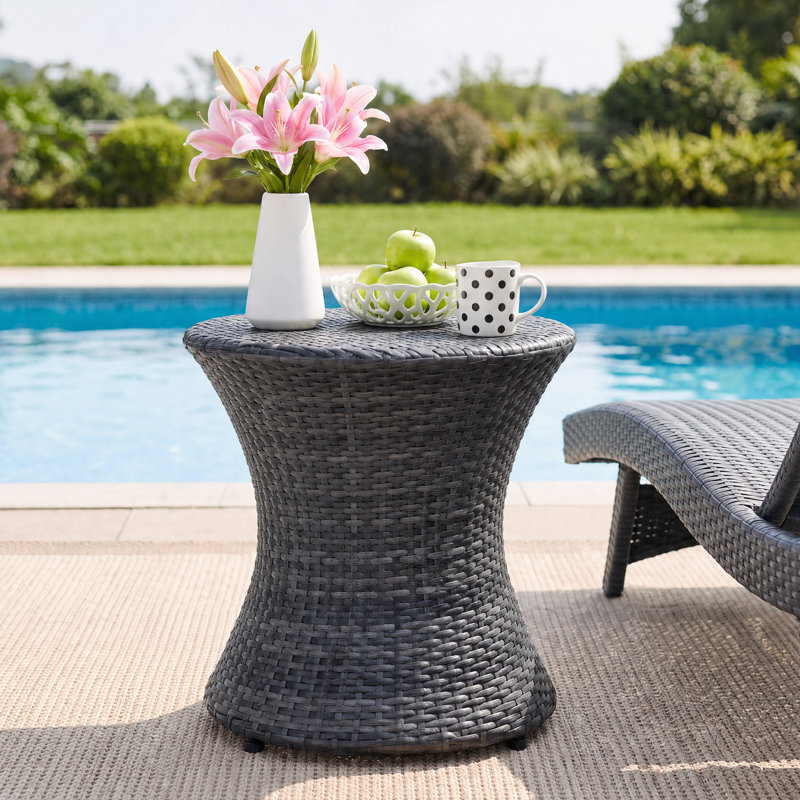 Table d'appoint en osier Aghilas, Gris foncé