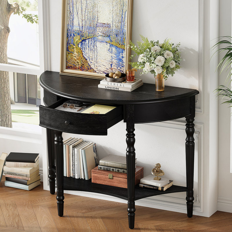 Console de style campagnard avec tiroir et tablette Farmhouse, Noir