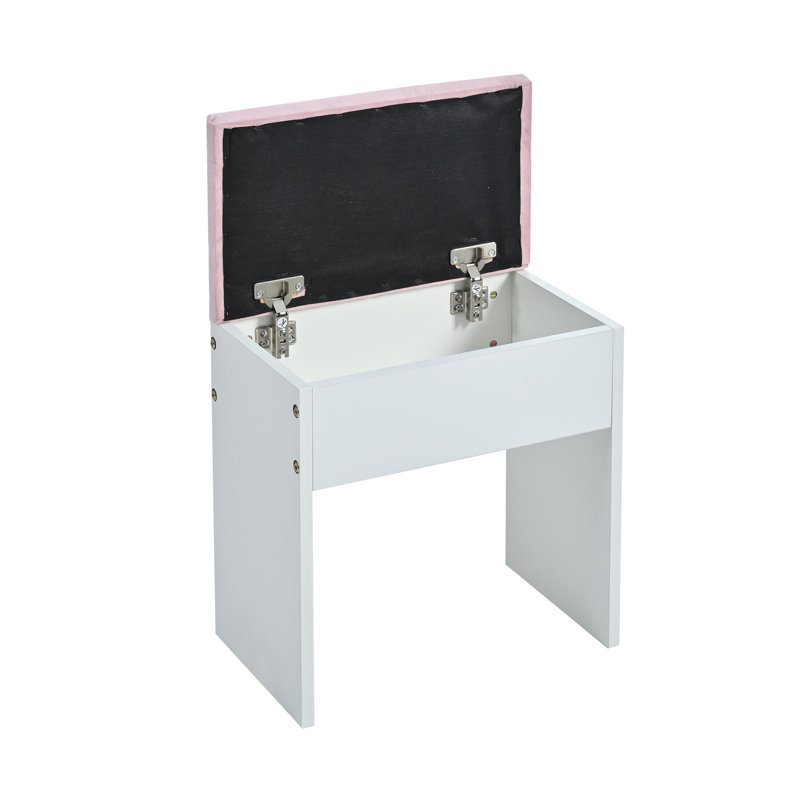 Coiffeuse Xavianx avec plateau en verre, 11 ampoules Hollywood, tiroirs et tabouret en velours