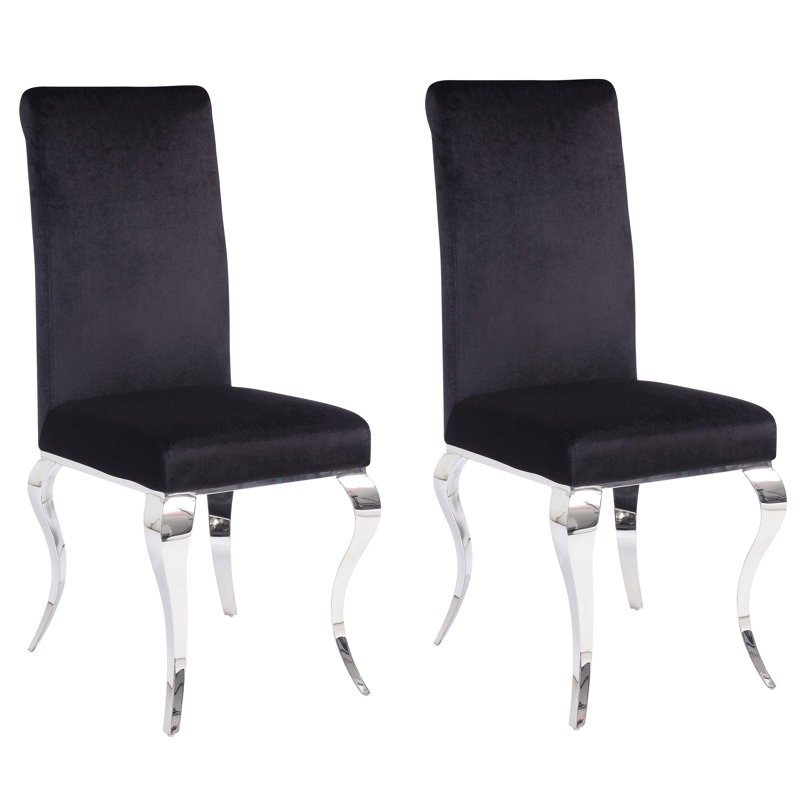 Ensemble de 2 chaises d'appoint noires et chromées à dossier serré