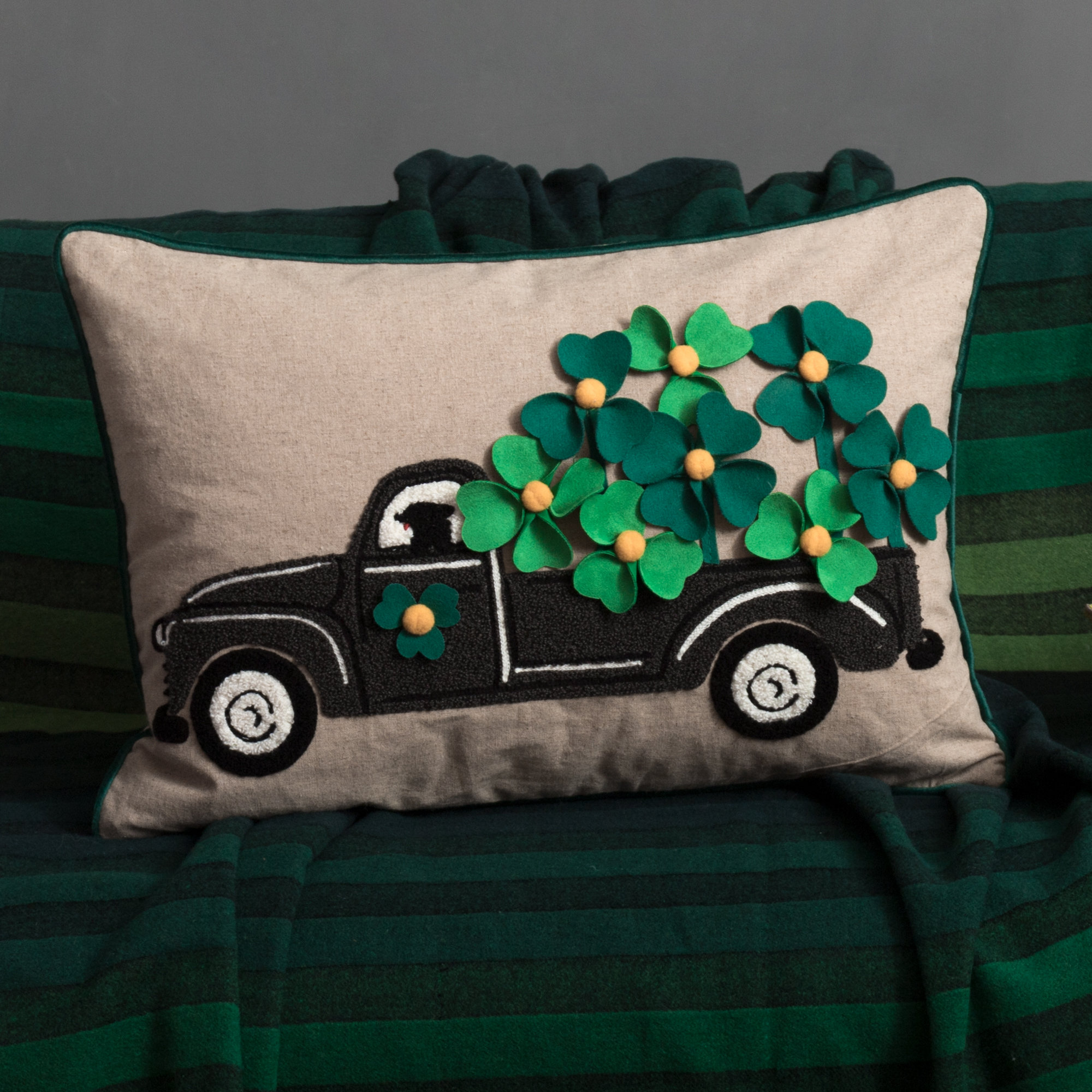 JWH Decorative Throw Pillow Cover St Patrick's Truck Design 14 x 20 ...