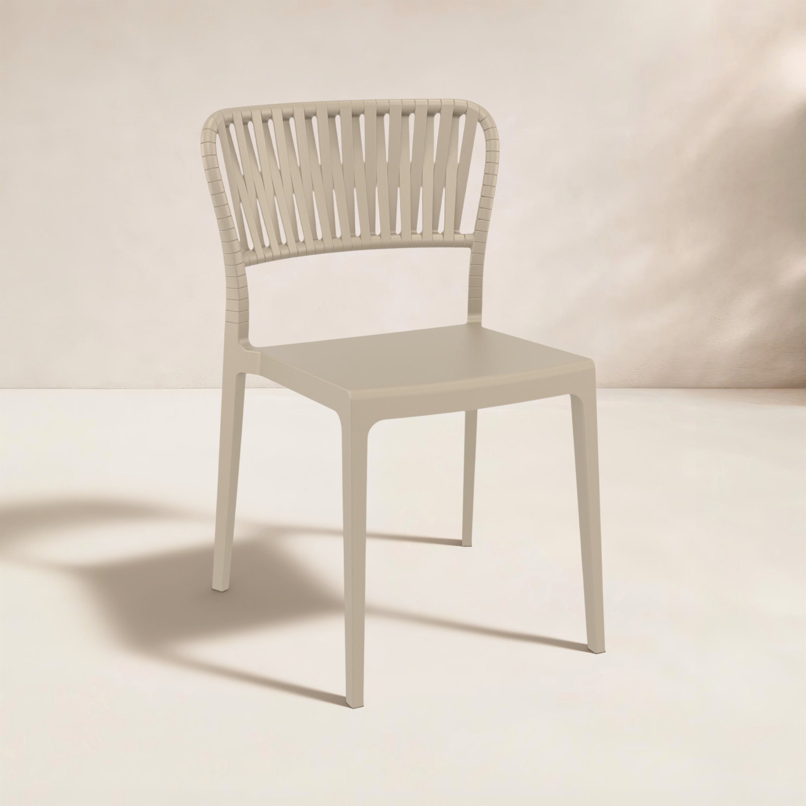 Newport Stackable Patio Side Chair, Taupe