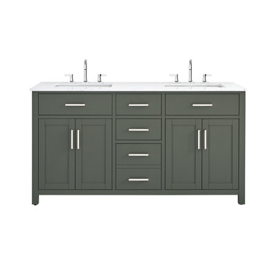 Ensemble de meuble-lavabo double 60 po avec plateau en marbre Tremolo