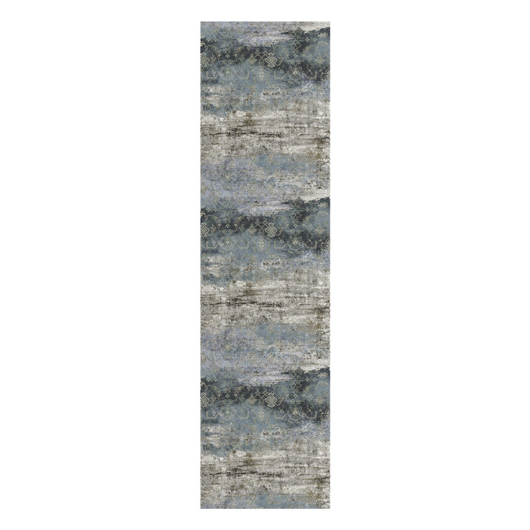 Vintage Distressed Teal Non-Slip Washable Area Rug