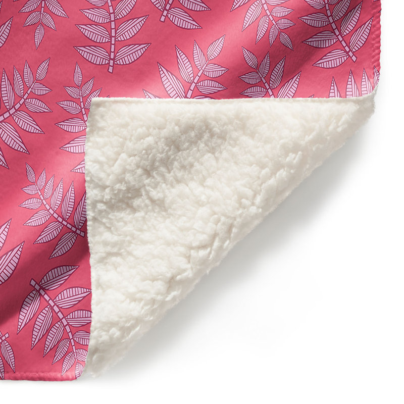 Couverture rose sherpa kenia leaves, l 51 po x L 60 po
