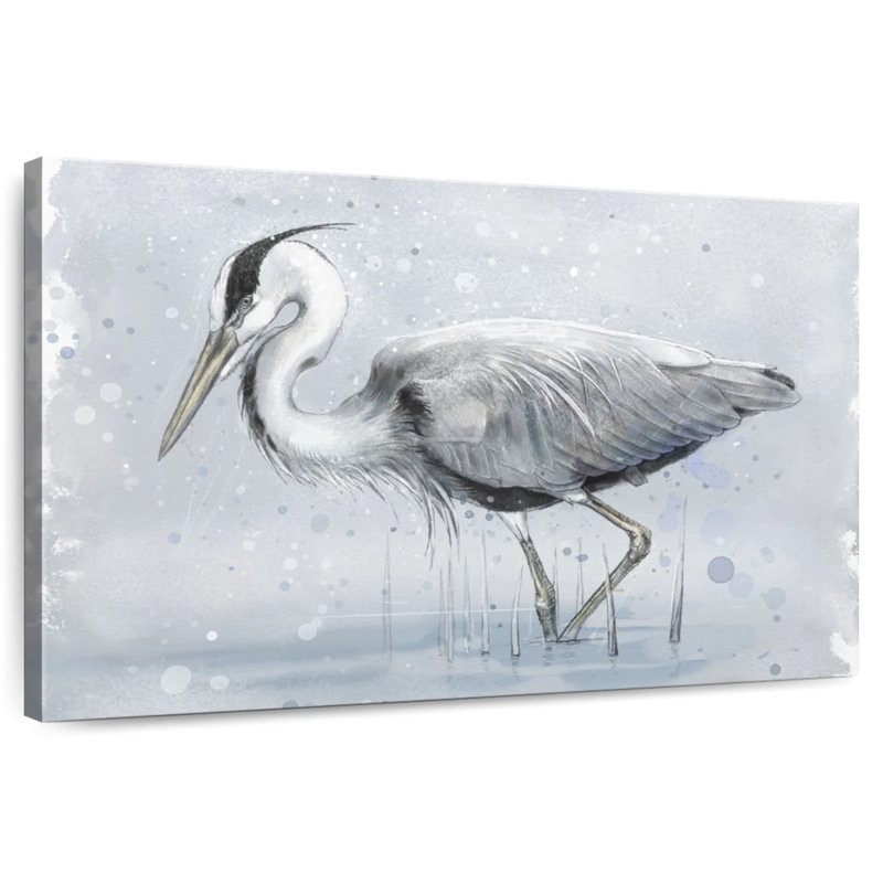 Brampt Gray And White Heron, 20" H x 30" W