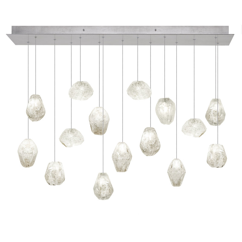 Luminaire suspendu 48 po Natural Inspirations, Argent, Quartz transparent