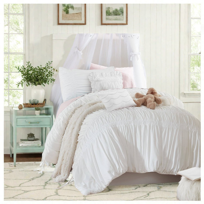 Ensemble de literie pour lit simple en microfibre de qualité supérieure, style champêtre français pour la maison