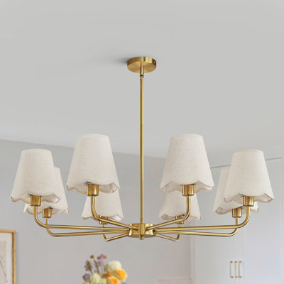 8-Light Modern Dimmable Chandelier With Fabric Shades