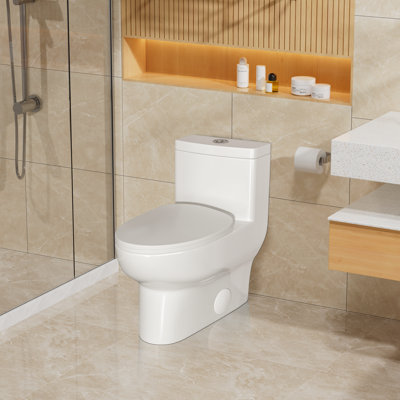 Toilette allongée une pièce à chasse double 1,1 / 1,6 GPF, siège à fermeture douce, surface vitrée