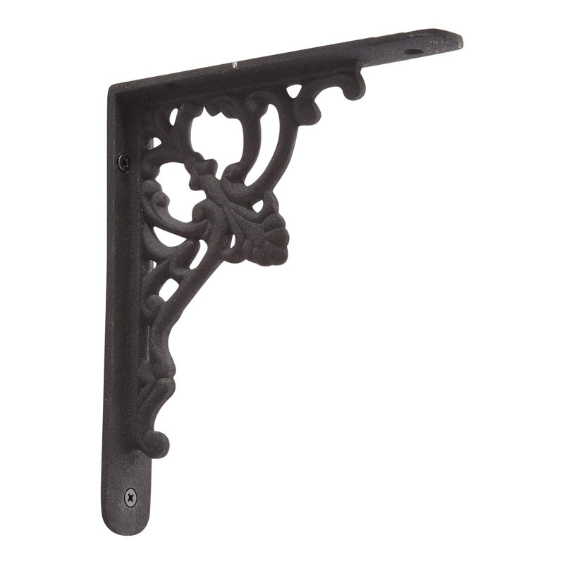Fleur De Lis Cast Iron Shelf Bracket, Black Powder Coat, 5.25" H x 4.25" W x 0.75" D