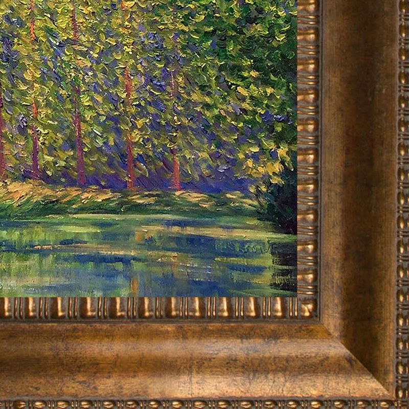 «Bend in the Epte River» par Claude Monet - Peinture sur toile encadrée, H 28 po x l 32 po x P 2 po, Marron foncé