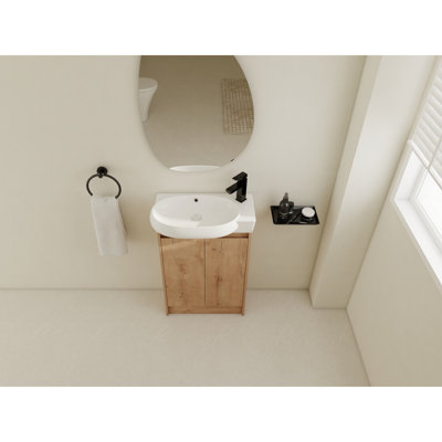 Meuble-lavabo autoportant de 23 po avec lavabo et portes à fermeture douce