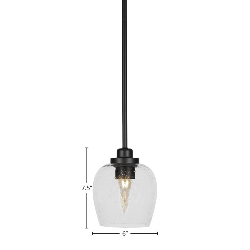 Mini-luminaire suspendu 1 lumière Odyssey, Transparent, Noir mat