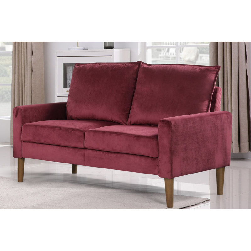 Delfred 53'' Velvet Loveseat, Burgundy