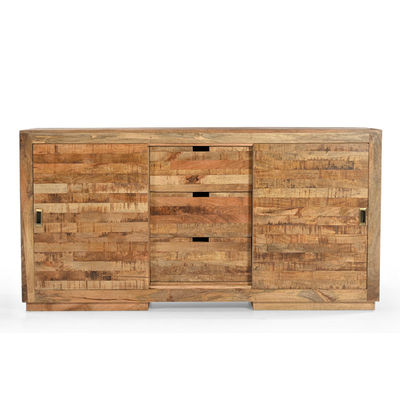 Buffet en bois massif avec portes coulissantes et tiroirs de rangement MacLure