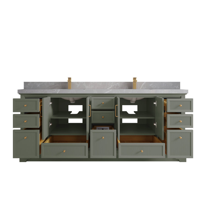 Alys 84" Double Bathroom Vanity Set (Knobs Option), Pearl Gray
