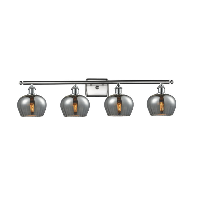 Éclairage de salle de bain à intensité variable 4 lumières Patrina, Nickel satiné brossé, Fumé, Ampoule DEL 6 watts Vinage