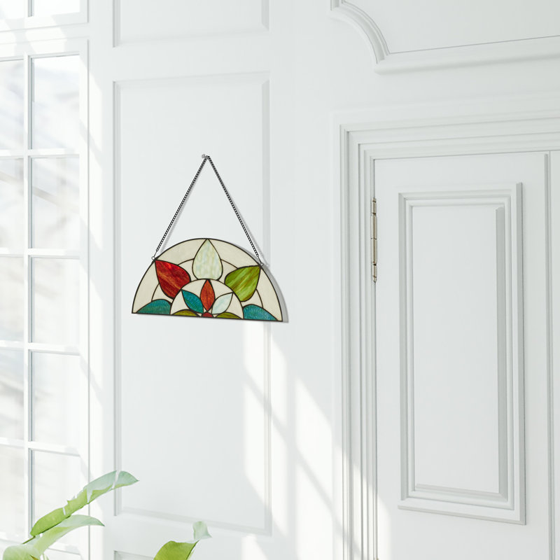 Panneau de vitrail géométrique en verre coloré 10 "H