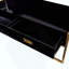 Table basse moderne moderne avec 4 tiroirs de rangement, grand plateau de table et base de support décorative pour salon contemporain-371406720