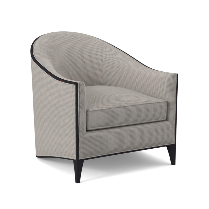 Atelier Sunbrella® Barrel Chair, Filigree Ivory 100% Polyester, Vintage Ebony