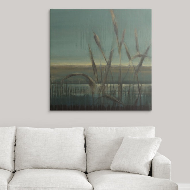«Burdon Cattails» par Terri Burris, reproduction d'art, H 35 po x l 35 po x P 1,5 po, Toile