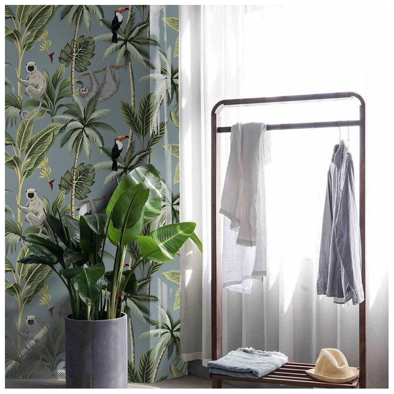 Grey Tropical Jungle Wallpaper