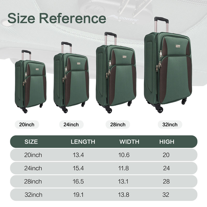 Ensemble de valise extensible Softside, Vert foncé