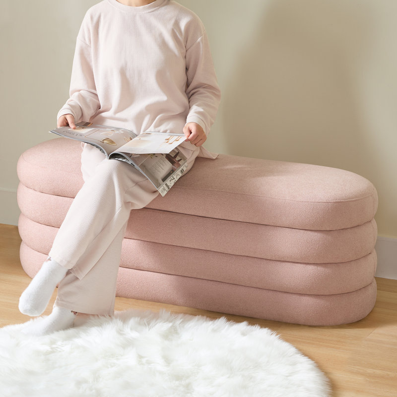 Rilie Upholstered Ottoman, Pink