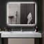 Miroir de salle de bain 35 po x 28 po avec lumières à DEL, brouillard, intensité variable, température de couleur réglable, mémoire, fixation murale, horizontal / vertical, Cri90 +, résistant à l'eau, imperméable à l'eau IP44, envers en alliage d'aluminium, IP44, aluminium