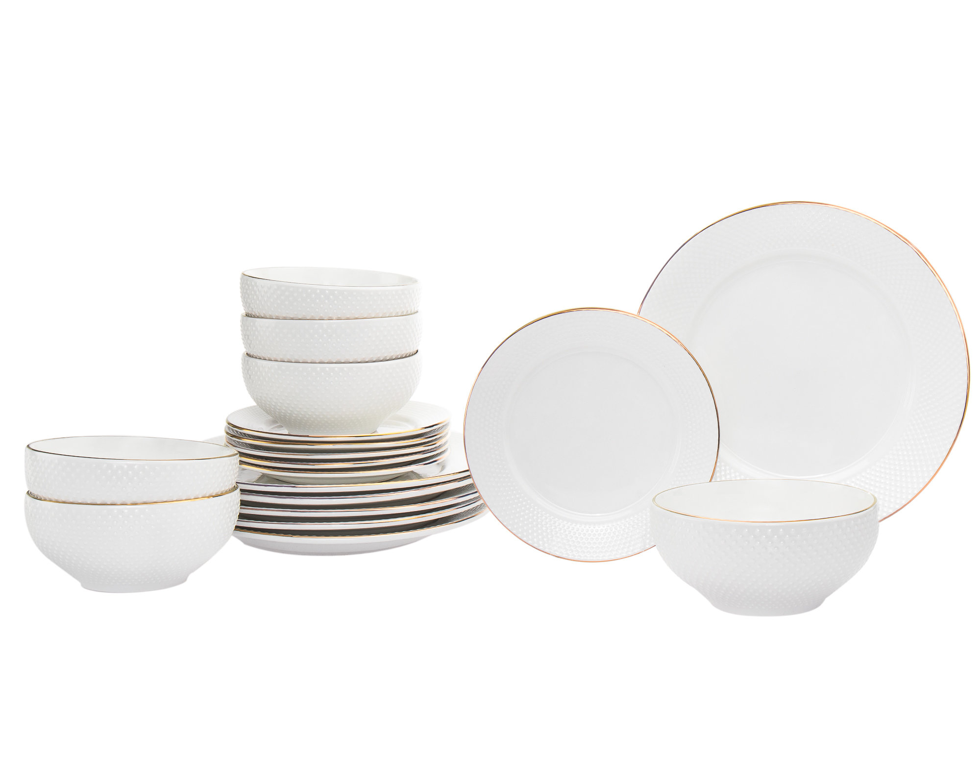 Godinger Silver Art Co Pique Gold Rim 18 Piece Porcelain Dinnerware Set & Reviews | Wayfair