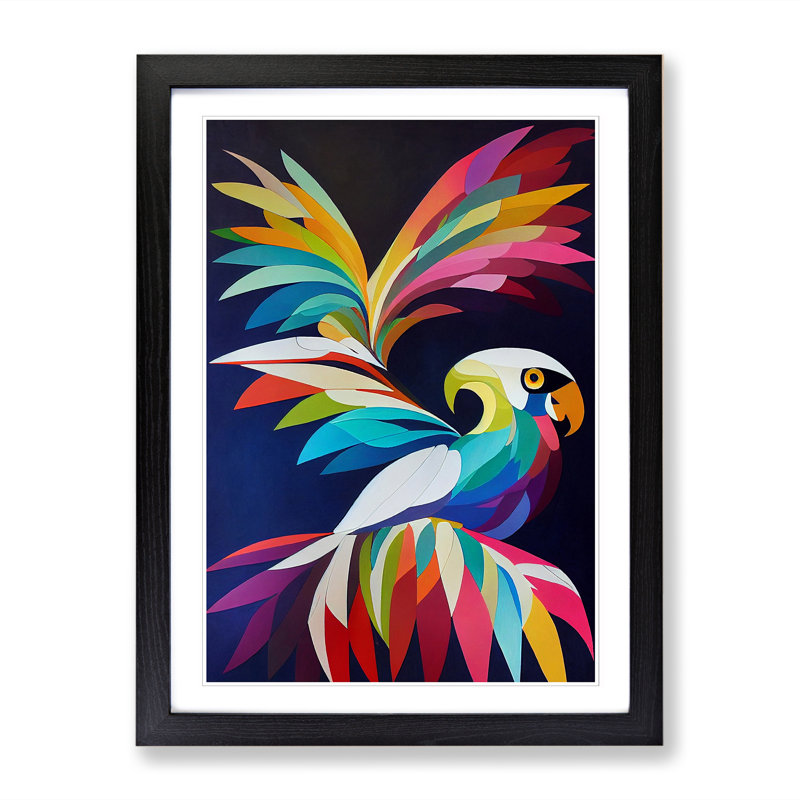 Cockatoo Geometric - Single Picture Frame Print, Black Framed, 64cm H x 46cm W
