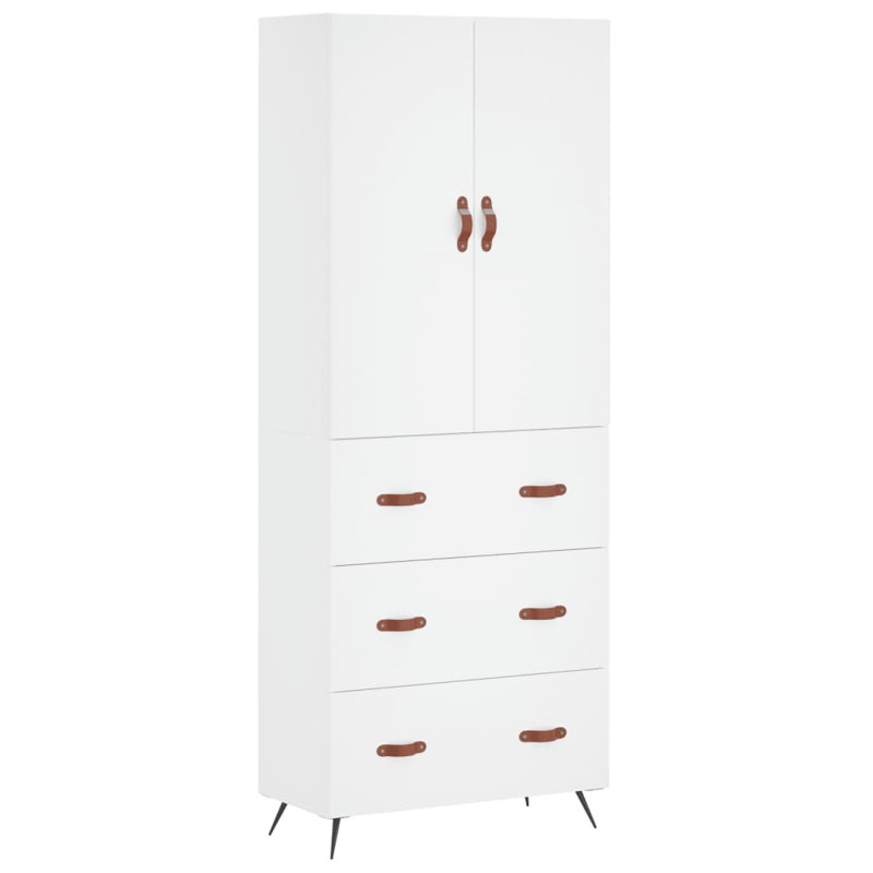 Lundergan 4 Door Manufactured Wood Wardrobe, White