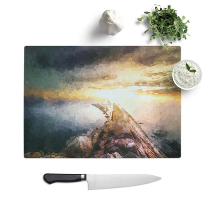 Tempered Glass Rocks in the Ocean Chopping Board