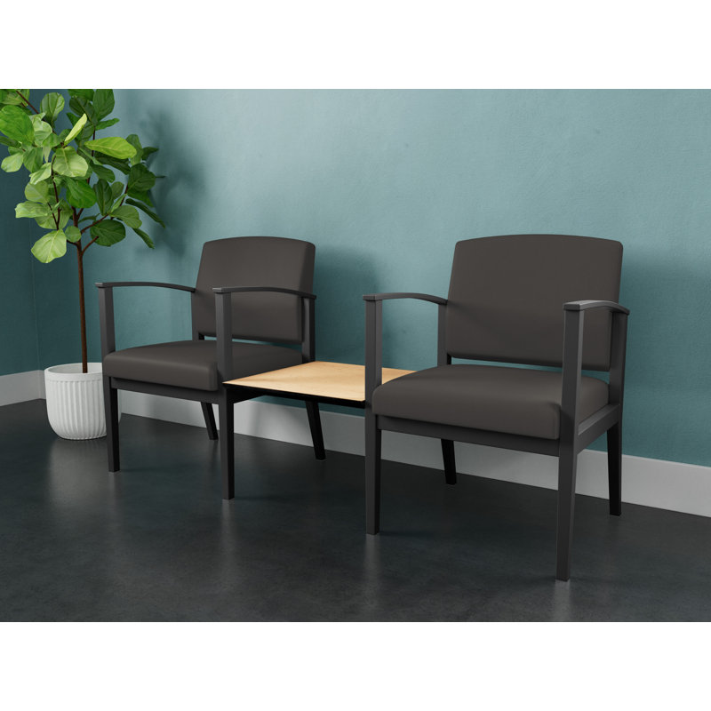 Structure tandem 2 places avec table centrale en acier Amherst, Érable naturel, Gris anthracite