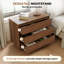 Night Stand With 3 Drawers, Modern Nightstand With Large Storage, Silent Slides Charging Station Bedside Table, Walnut Oak-1323146796