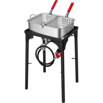18qt Aluminum Double Fryer With 2 Baskets