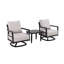 Ensemble de conversation pour l'extérieur avec chaises longues pivotantes, table d'appoint en pierre frittée et coussins Sunbrella