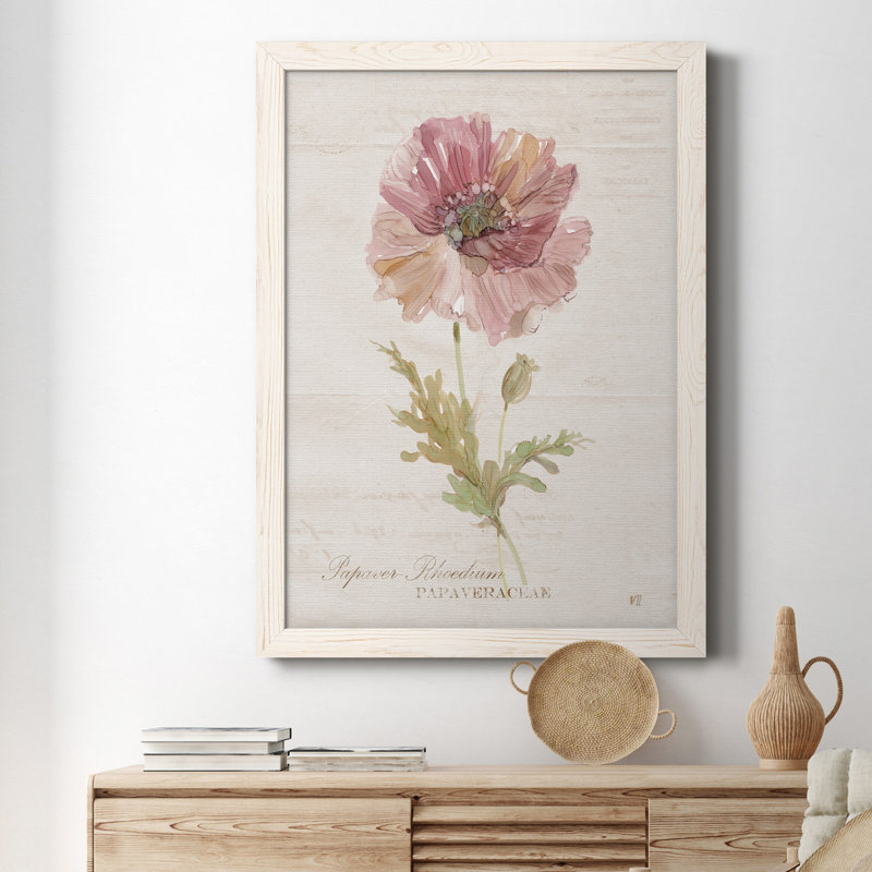 Soft Poppy - peinture sur toile encadrée, Blanc, H 20 po x l 17 po x P 1,5 po