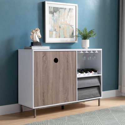 Wooden Display Rack, Cabinet With Drawer, Holds 6 Wine Glass