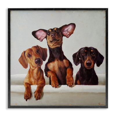 Dachshunds in Bathtub Giclee Art by Lucia Heffernan