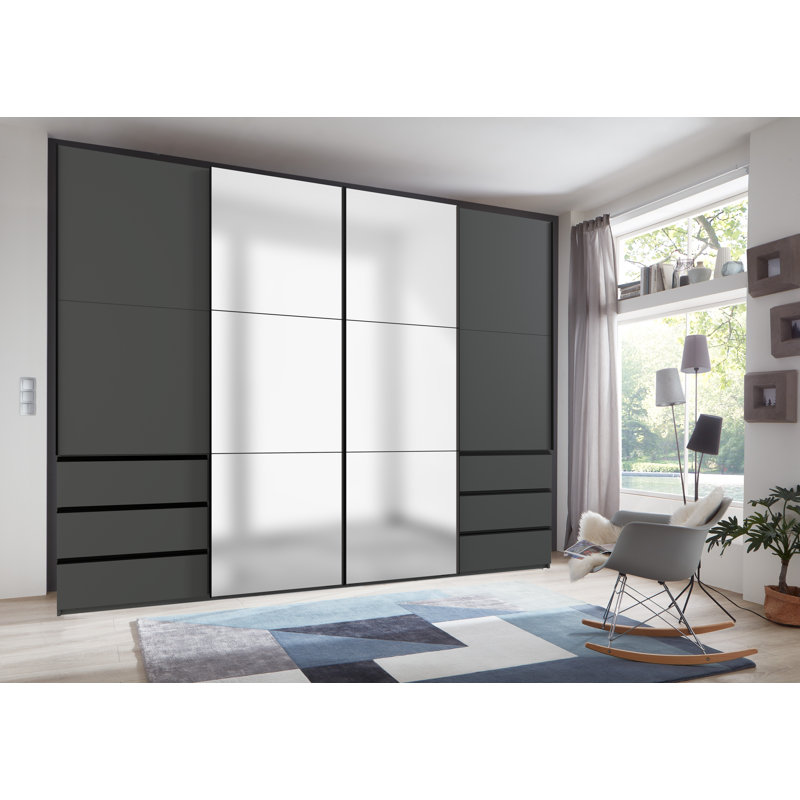 Guardino 4 Door Wardrobe, 236cm H x 300cm W x 65cm D, Graphite