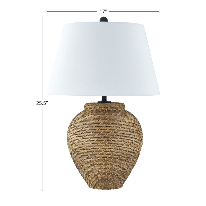 Lampe de table 25 po avec abat-jour en lin Ifeyinwa, brun naturel