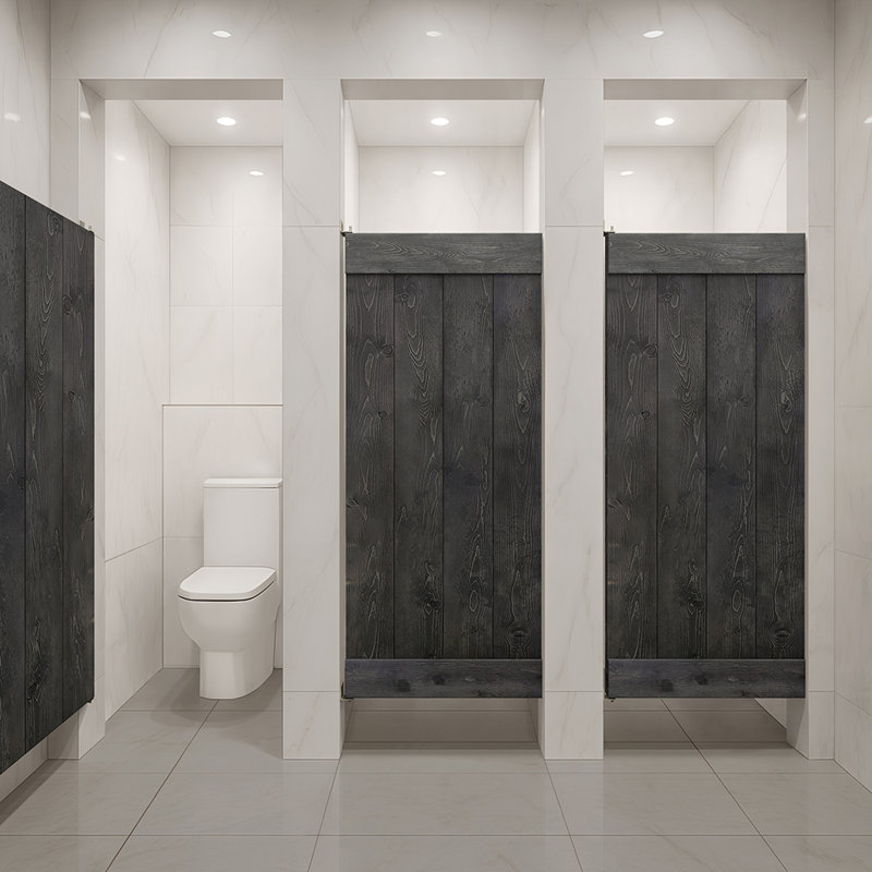 Dalle de porte de salle de bain en bois de pin massif, H 72 po x l 24 po x P 1,5 po, Noir anthracite