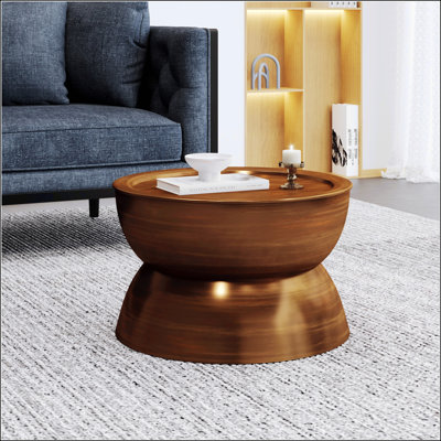 Stylish Metal Hammered Coffee Table With Hourglass Design And Durable Iron Frame For Modern Interiors