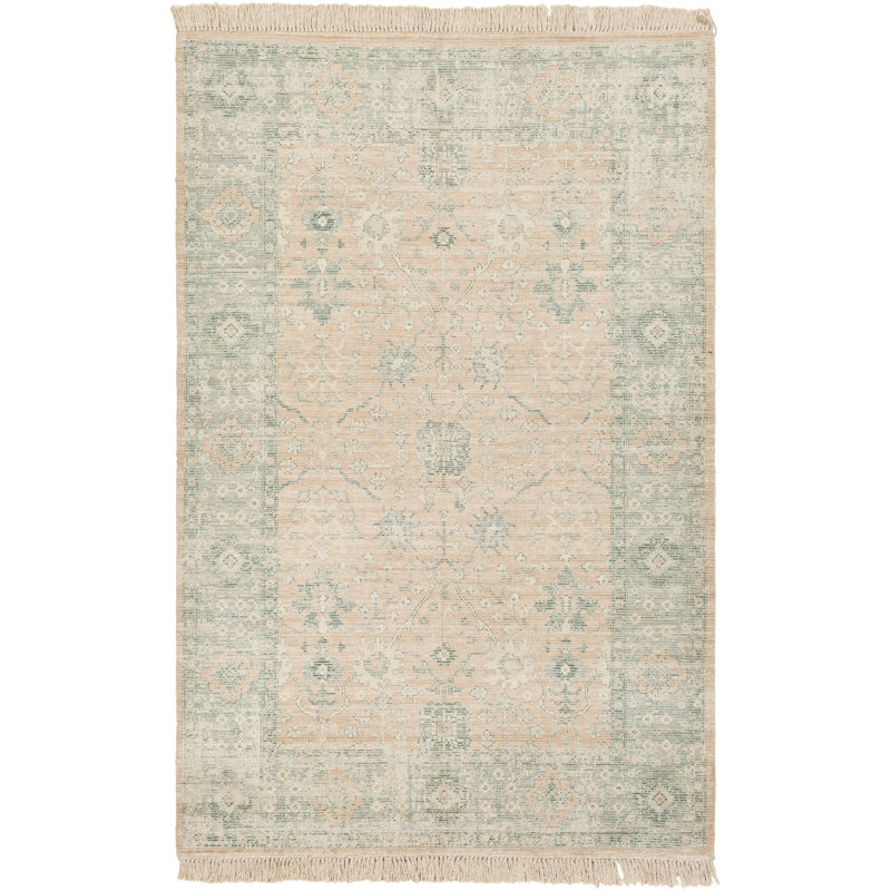 Wensley Oriental Flatweave Camel/Sage Area Rug, Rectangle 2'3" x 4'