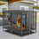 Cage pour chien de 52 pouces avec panneau de séparation, cage de sécurité robuste pour 2 grands et petits chiens