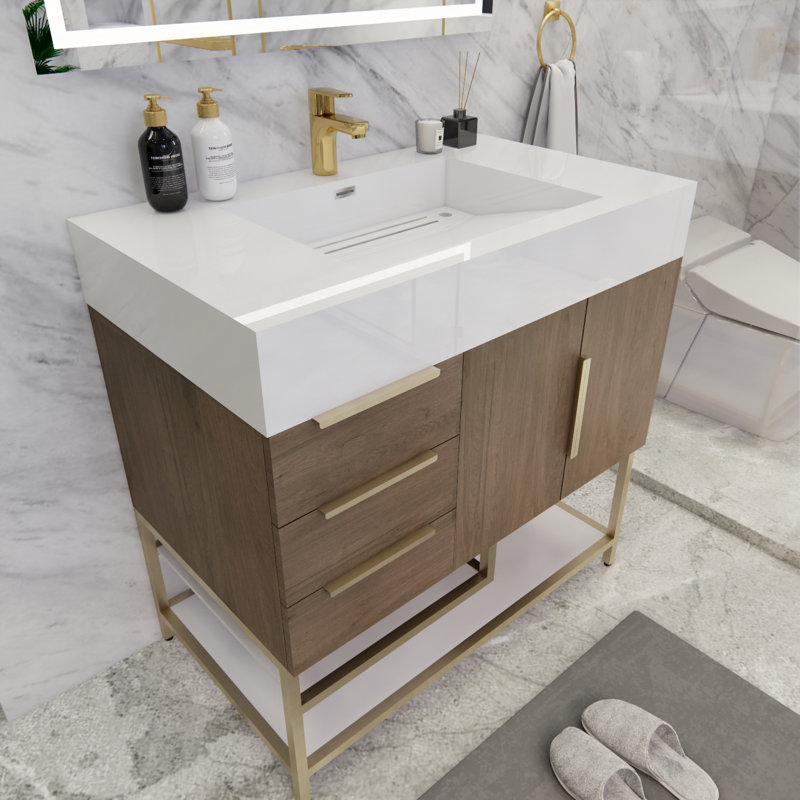 Ensemble de meuble-lavabo simple 36 po Sevara, Chêne clair